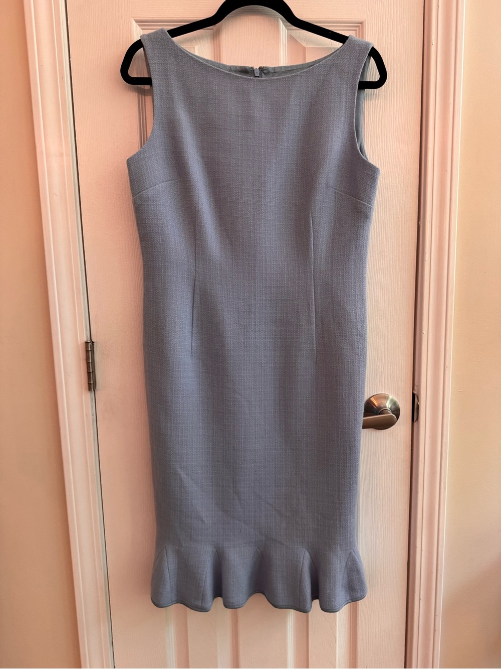 Grace Dane Lewis Wool Blend Sleeveless Ruffle Hem Dress Light Blue Size 8